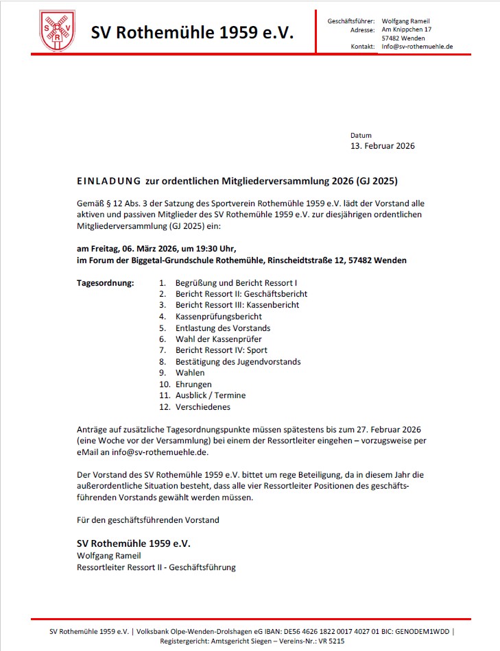 SVR Mitgliederversammlung 2026 GJ 2025 Einladung